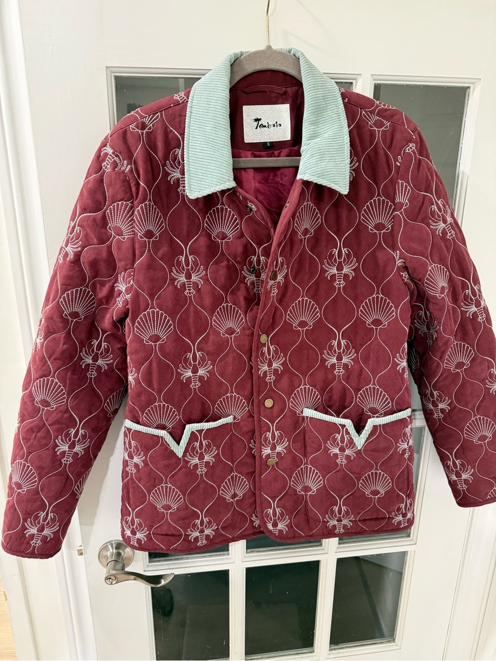 Talbots Quilted Burgundy Jacket with Contrast Collar